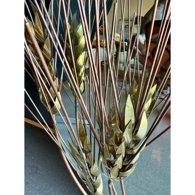 Vintage Curtis Jere Wheat Sheaf Large Wall Mirror Metal Sculpture Regency For Sale - Image 14 of 16