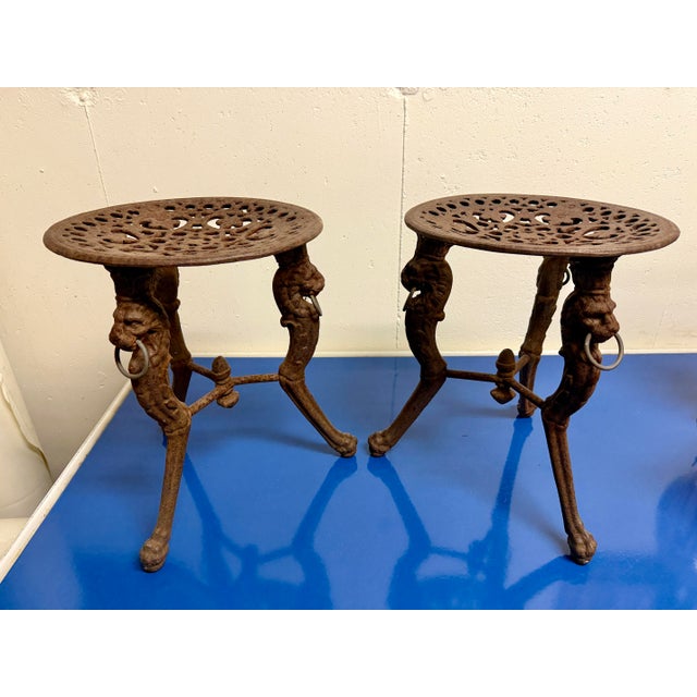 Victorian Pair of Victorian Cast Iron Low Stools For Sale - Image 3 of 9