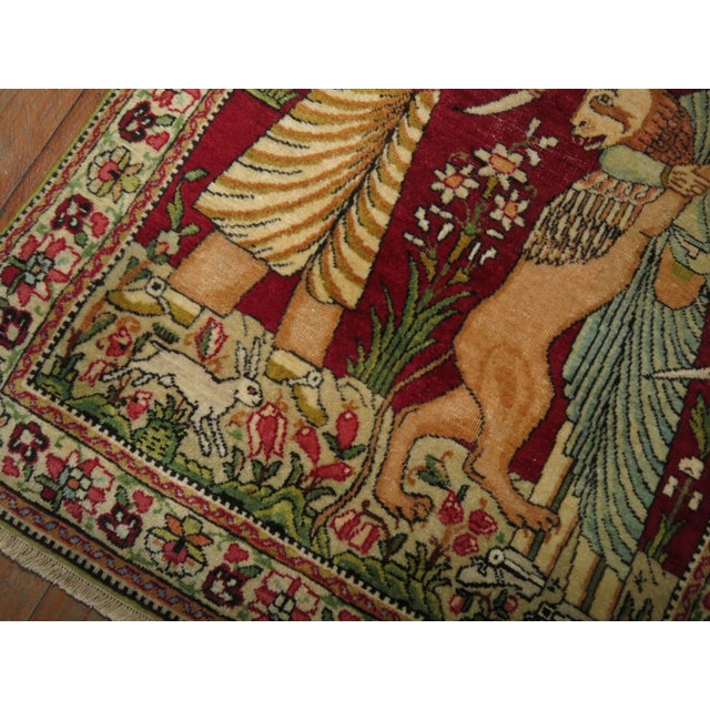 Botanical Persian Emperor Slaying Lavar Kerman Mat rug no. j1772 For Sale - Image 4 of 7