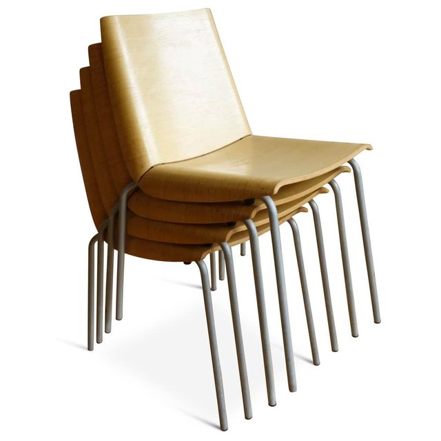 Contemporary Bent Plywood Millefoglie Stacking Chair by Cisotti & Laube for Plank, Italy, 1990s, Set of 4 For Sale - Image 3 of 9
