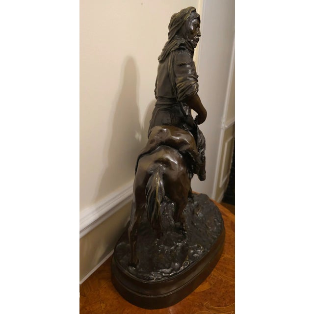 After Alfred Barye (19th C. ) and Emile Guillemin, Cavalier Arabe Revenant De La Chasse For Sale - Image 4 of 12