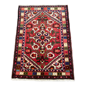 1990s Handwoven Persian Hamedan Area Rug 1'10" X 3'2"