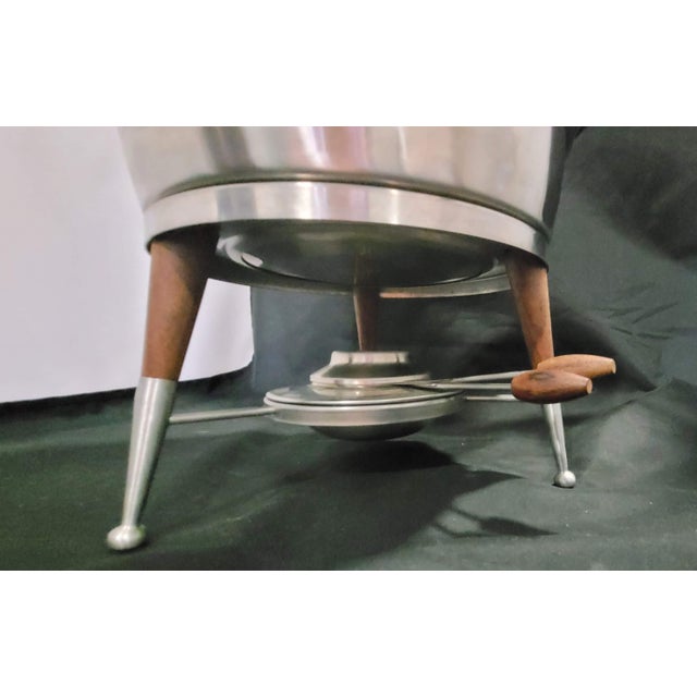 Vintage Mid-Century Modern Stainless Steel & Teak Chafing/Fondue Set - 6 Pc For Sale - Image 14 of 17