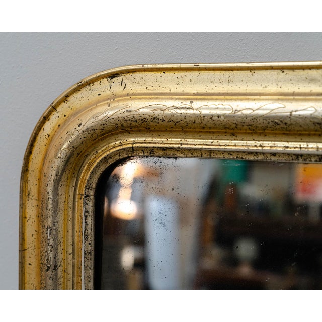 Antique Late 19th Century Louis Philippe Mercury Mirror in Gold Gilding For Sale - Image 3 of 8
