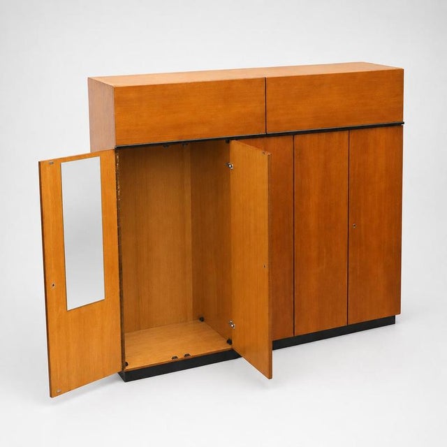 Wood Large Vintage Teak Wardrobe with Hanging and Shelving Sections, 1960s For Sale - Image 7 of 8