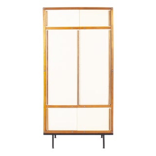 Wardrobe in Mahogany and Beige Panels by Andre Sornay, 1960 For Sale