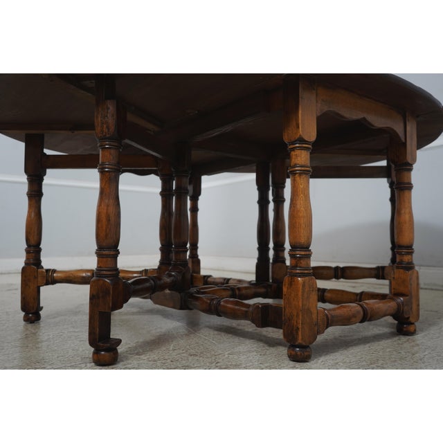 Vintage English Oak Gate Leg Drop Leaf Dining Table For Sale - Image 9 of 17