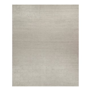 2010s Rug & Kilim’s Plain Modern Rug in Solid Silver-Gray Tone-on-Tone - 13x16 For Sale