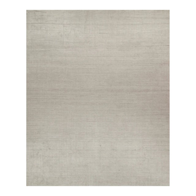 2010s Rug & Kilim’s Plain Modern Rug in Solid Silver-Gray Tone-on-Tone - 13x16 For Sale