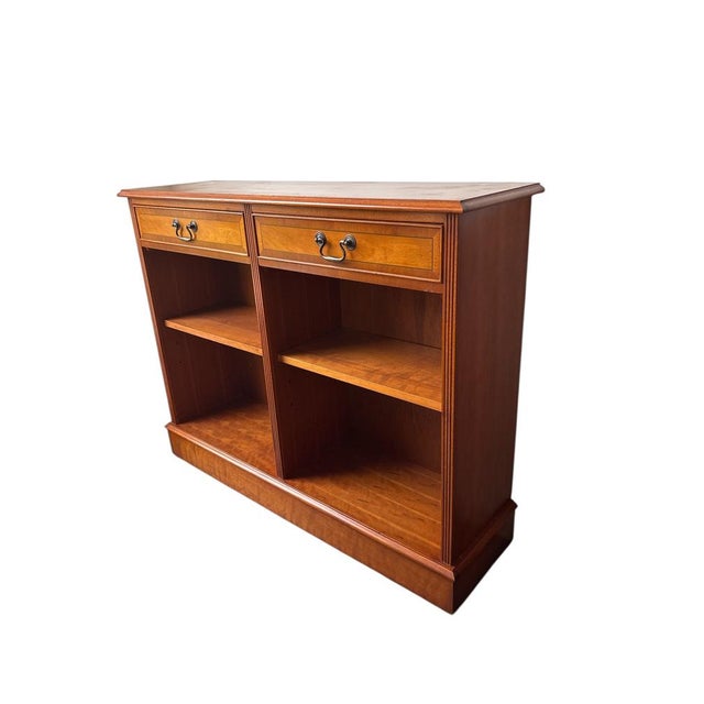 Vintage English Yew Wood Low Bookcase or Sideboard For Sale - Image 3 of 5