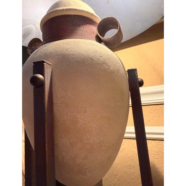 1980s Postmodern Max Blumberg Amphora Urn Ceramic Table Lamp With Metal Coolie Shade For Sale - Image 10 of 12