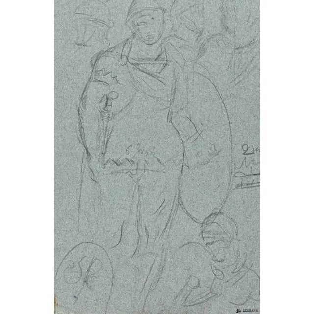 Henri Lehmann, Soldier, Pencil Drawing, 19th Century For Sale