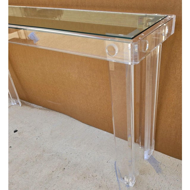 Mid 20th Century Vintage 1970s Mid-Century Modern Lucite Console Sofa Table For Sale - Image 5 of 13