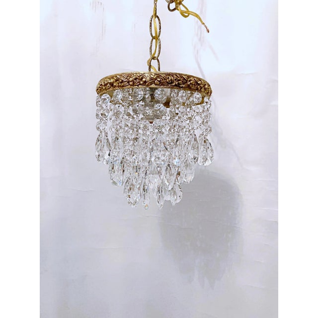 Metal Antique 1920s Italian Bronze Upside Down Layered Chandelier For Sale - Image 7 of 7