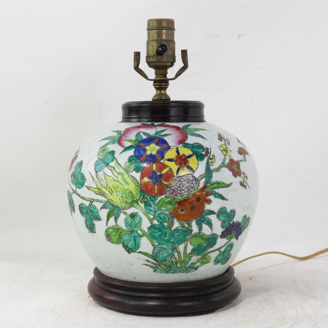 Antique Famille Rose Porcelain Vase Lamp With Finger Citron Buddha’s Hand and Pomegranate Motif For Sale - Image 13 of 13