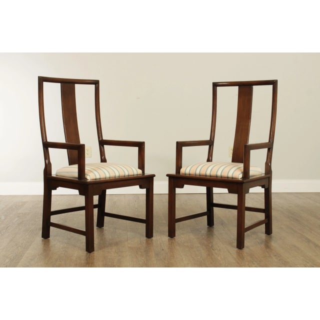 Asian Martin Industries Vintage Pair Asian Yoke Back Armchairs For Sale - Image 3 of 13