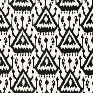 Sample - Schumacher Vientiane Ikat Fabric in Ebony For Sale
