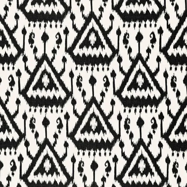 Sample - Schumacher Vientiane Ikat Fabric in Ebony For Sale
