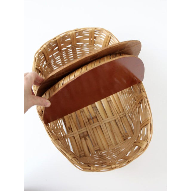Brown Vintage Wicker Picnic Basket For Sale - Image 8 of 13