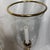 Elegant pair of vintage Decorative Crafts, Inc. brass and glass hurricane candle holders. Style 3270. Each features a...