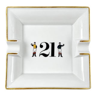 Vintage the 21 Club Nyc Restaurant Equestrian Jockey Porcelain Ashtray For Sale