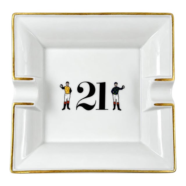Vintage the 21 Club Nyc Restaurant Equestrian Jockey Porcelain Ashtray For Sale