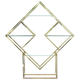 Milo Baughman Style Brass Diamond Shaped Etagere For Sale