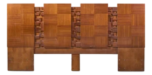 Lane Brutalist Mid Century Walnut King Headboard