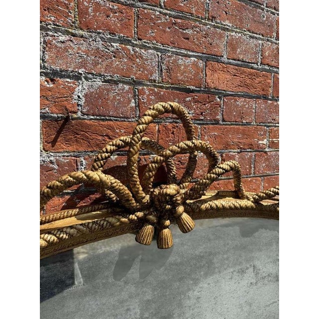 Large Antique English Arched Top Gilt Rope Twist Overmantle Mirror For Sale - Image 6 of 10