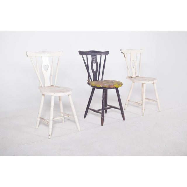 Mid-Century Modern Portuguese Three Chairs with Codtail Backs, Set of 3 For Sale - Image 3 of 10