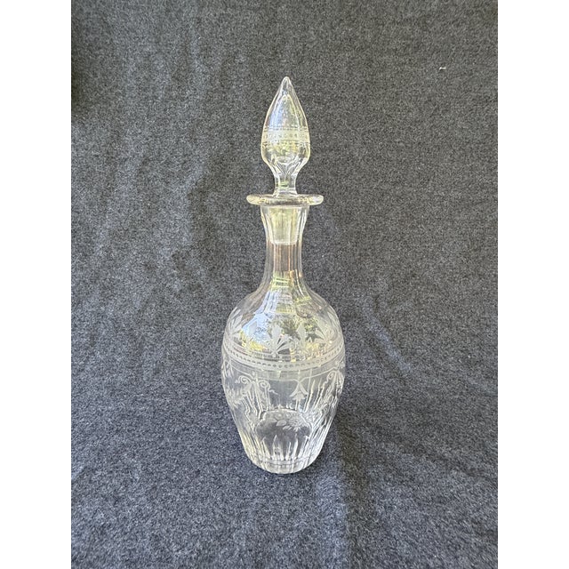 Antique Etched Cut Crystal Decanter For Sale - Image 12 of 18