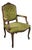 Louis XV French Provincial Kelly Green Velvet Arm Chair For Sale