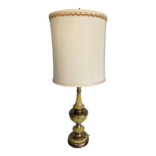 Vintage 1950s Mid-Century Modern Brass Metal Rembrandt Torchiere Table Lamp For Sale