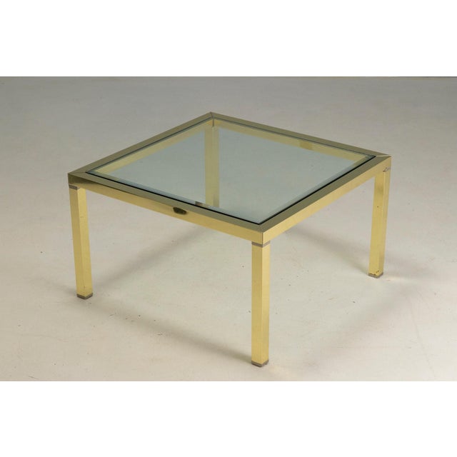 Brass and Glass Coffee Table, Europe, 1970s For Sale - Image 4 of 5