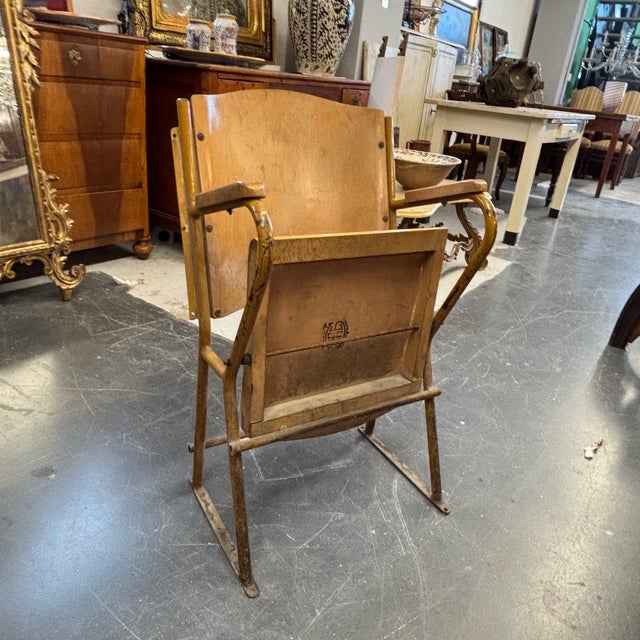 Vintage Industrial Chic Cinema Chair in Iron and Curved Wood from Vimercate, Milan, 1950s For Sale - Image 6 of 11