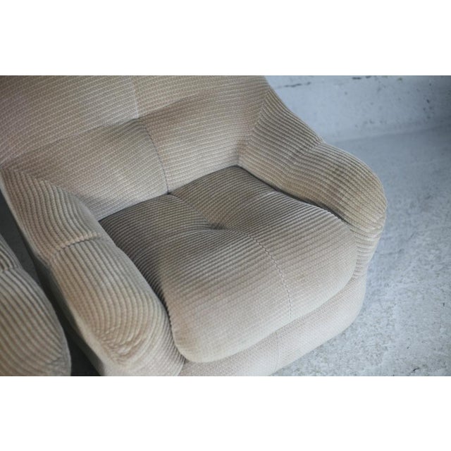 Set of Space Age Armchairs in Beige Ribbed Velvet. France, 1970s For Sale - Image 17 of 18