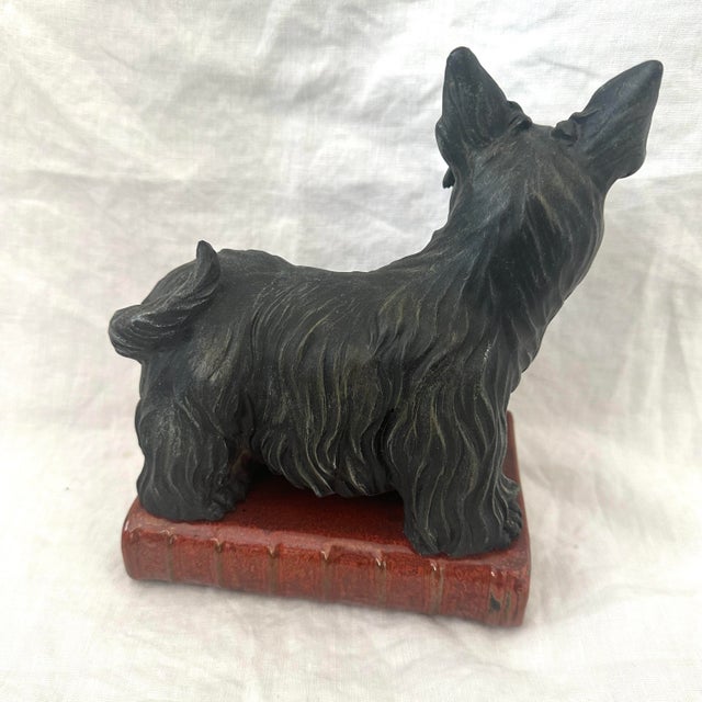 Vintage Scottie Dog on Book Figure. Would look good on a stack of books or even as a book end on one side. Lots of...