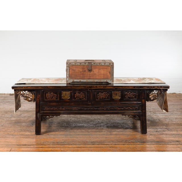 19th Century 19th Century Indian Wooden Box with Brass Details and Distressed Patina For Sale - Image 5 of 11