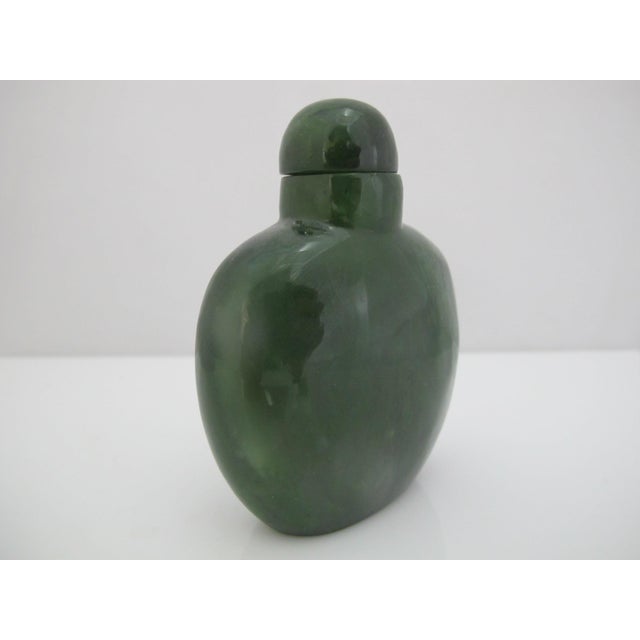 19th Century Antique Chinese Spinach Green Jade Snuff Bottle For Sale - Image 5 of 9