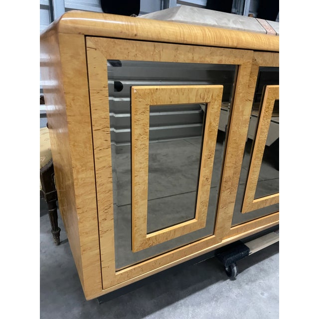 1970s Romweber Mirrored Burl Wood Buffet Cabinet For Sale - Image 9 of 10