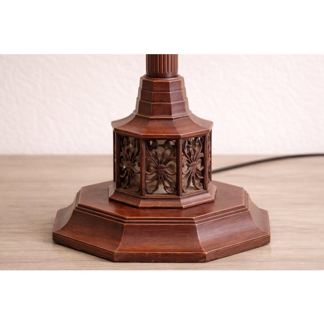 Asian Vintage Asian-Inspired Pagoda Table Lamp With Fretwork Base For Sale - Image 3 of 10