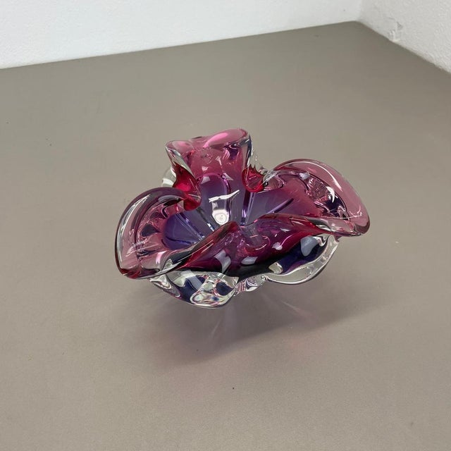 Pink-Purple Murano Glass Shell Bowl or Ashtray, Italy, 1970s For Sale - Image 13 of 17
