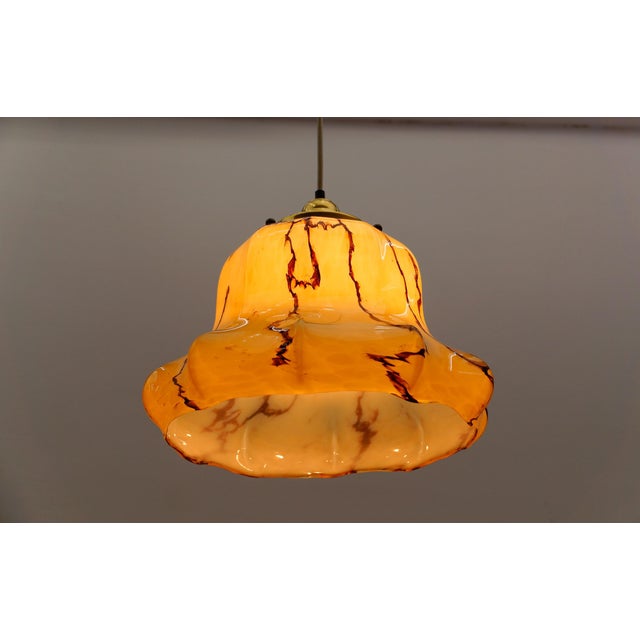 Art Deco Pendant Lamp in Marbled Glass, Germany, 1940s For Sale - Image 9 of 11