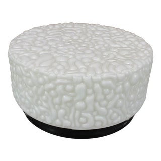 Mid-Century Textured Milk Glass Flush Mount, Czechoslovakia, 1960s For Sale
