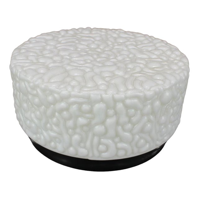 Mid-Century Textured Milk Glass Flush Mount, Czechoslovakia, 1960s For Sale