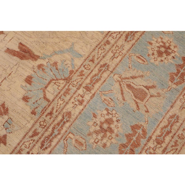 Textile Classic Ziegler Beige Blue Hand-Knotted Wool Rug - 9'1'' X 11'3'' For Sale - Image 7 of 8