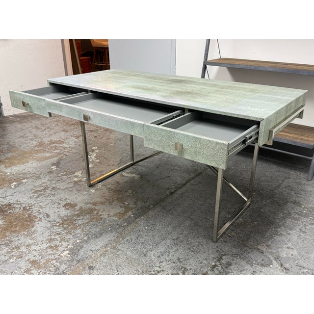 CB2 Hettler Tullmann for Cb2 Avalon Faux Shagreen Desk For Sale - Image 4 of 12