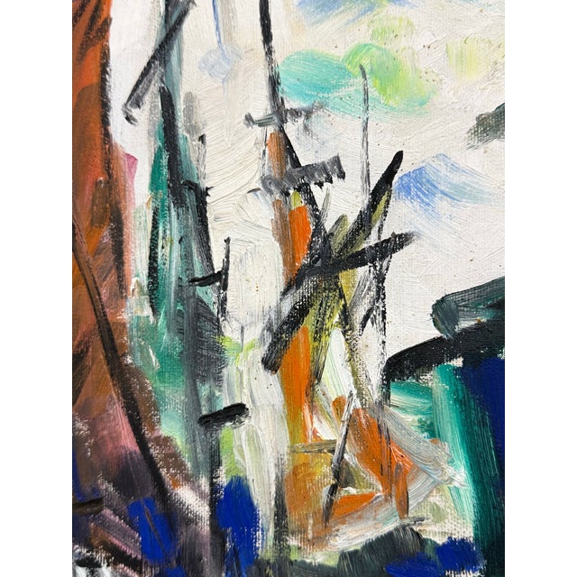 Harbor Boats Acrylic Painting on Canvas, Vintage For Sale - Image 10 of 12