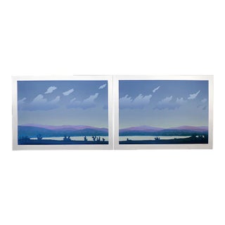 1980s "Summer Dusk I & II St. II" Jim Boutwell Diptych Signed and Numbered Serigraph Prints - Set of 2 For Sale