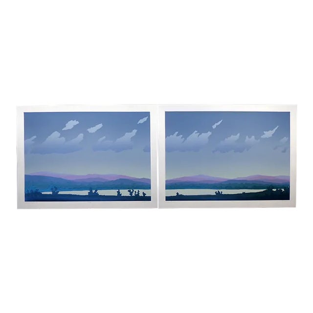 1980s "Summer Dusk I & II St. II" Jim Boutwell Diptych Signed and Numbered Serigraph Prints - Set of 2 For Sale